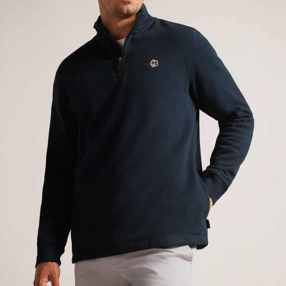 Ted Baker NWT Men's Kilbrn Half Zip High Neck Sweatshirt Size 7 (US 3XL ) Navy